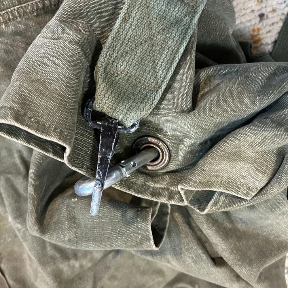 Vintage US Military Canvas Duffel Sea Bag Olive Drab Army Green USGI Gear